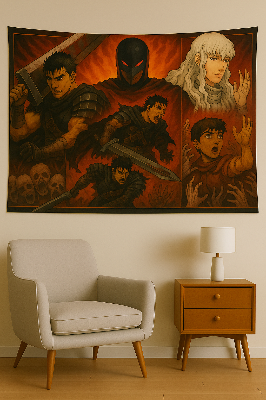 Berserk Temalı Duvar Örtüsü Ev Dekorasyon Duvar Halısı Örtüsü