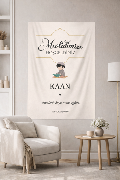 LunaDizayn Kişiye Özel Mevlid Günü Duvar Örtüsü