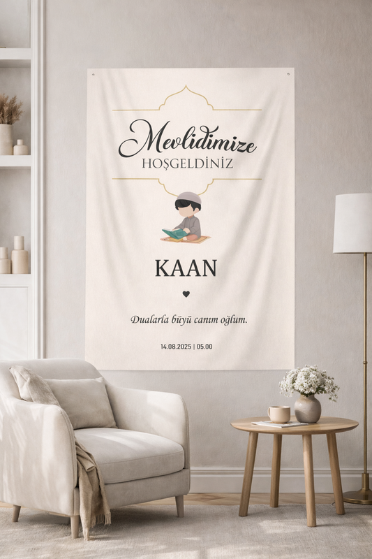 LunaDizayn Kişiye Özel Mevlid Günü Duvar Örtüsü