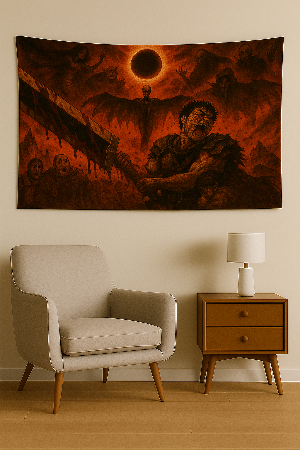 Berserk Temalı Duvar Örtüsü Ev Dekorasyon Duvar Halısı Örtüsü