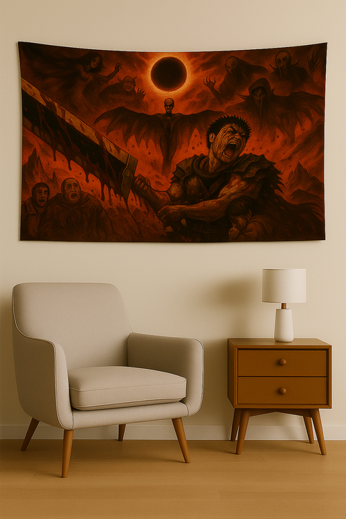 Berserk Temalı Duvar Örtüsü Ev Dekorasyon Duvar Halısı Örtüsü