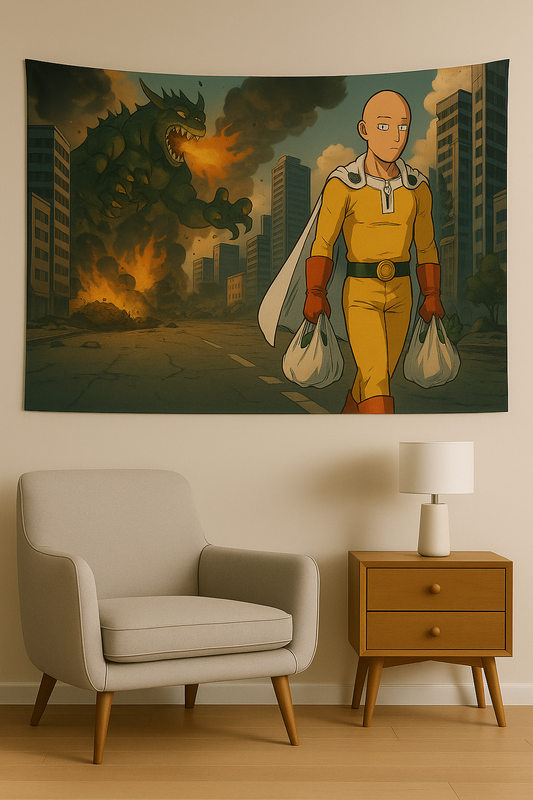 One Punch Man Temalı Duvar Örtüsü Ev Dekorasyon Duvar Halısı Tapestry