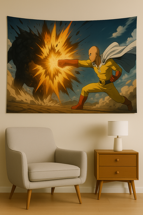 One Punch Man Temalı Duvar Örtüsü Ev Dekorasyon Duvar Halısı Tapestry