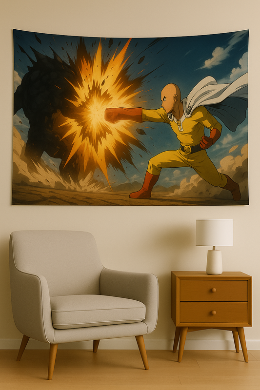 One Punch Man Temalı Duvar Örtüsü Ev Dekorasyon Duvar Halısı Tapestry