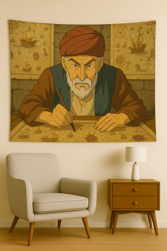 PİRİ REİS Temalı Duvar Örtüsü Ev Dekorasyon Duvar Halısı Tapestry