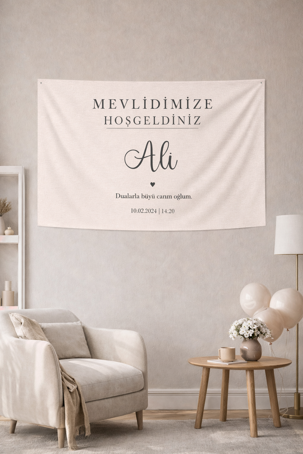 LunaDizayn Kişiye Özel Mevlid Günü Duvar Örtüsü