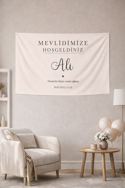 LunaDizayn Kişiye Özel Mevlid Günü Duvar Örtüsü