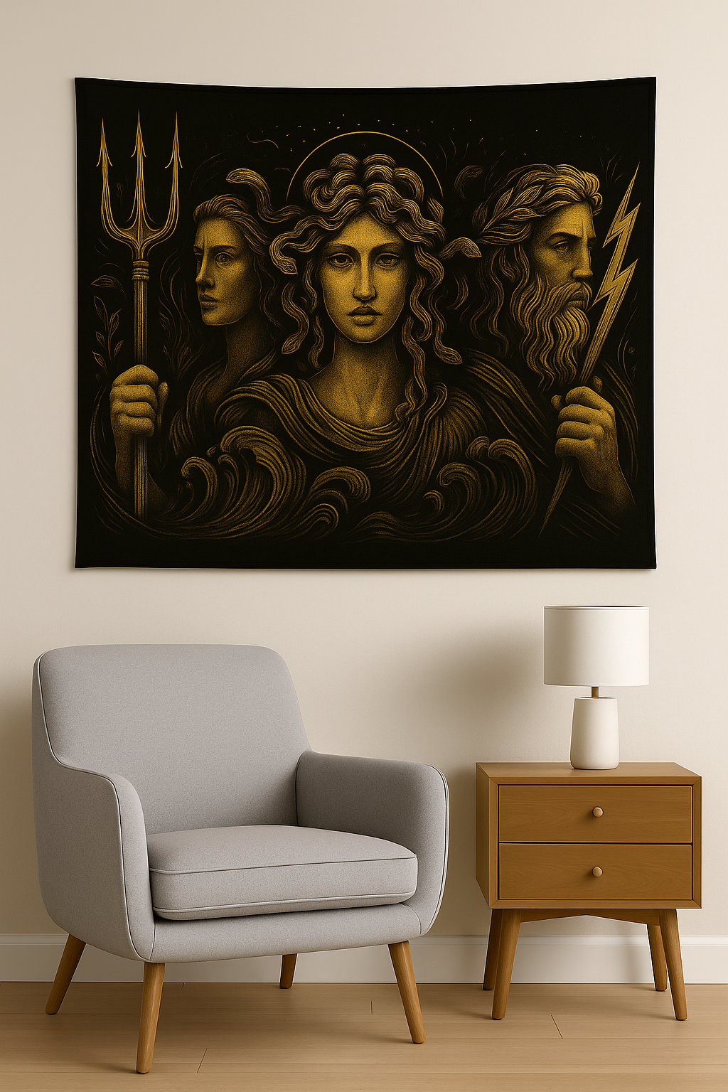 MİTOLOJİK TANRIÇARLAR Dekoratif Duvar Örtüsü Halısı 70x100 Cm